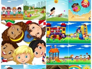 Vectors Backgrounds With Children 02