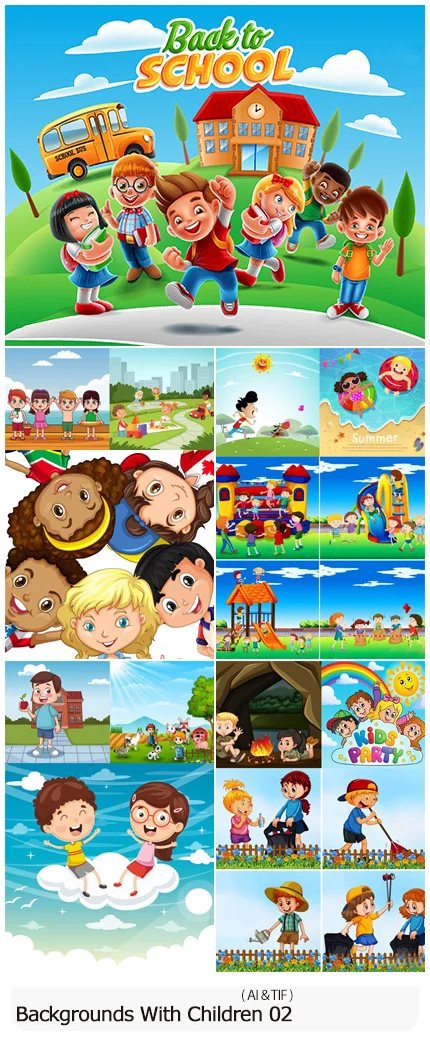 Vectors Backgrounds With Children 02