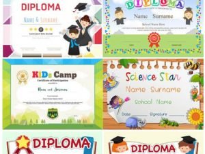 Vectors Certificate Templates With Kids