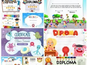 Vectors Certificate Templates With Kids 01