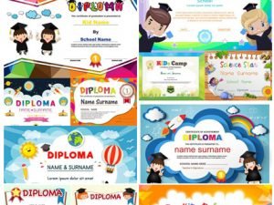 Vectors Certificate Templates With Kids 03