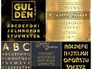 Vectors Golden Alphabets Set 01