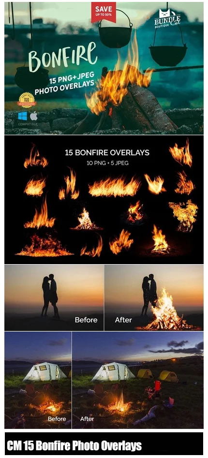 CM 15 Bonfire Photo Overlays