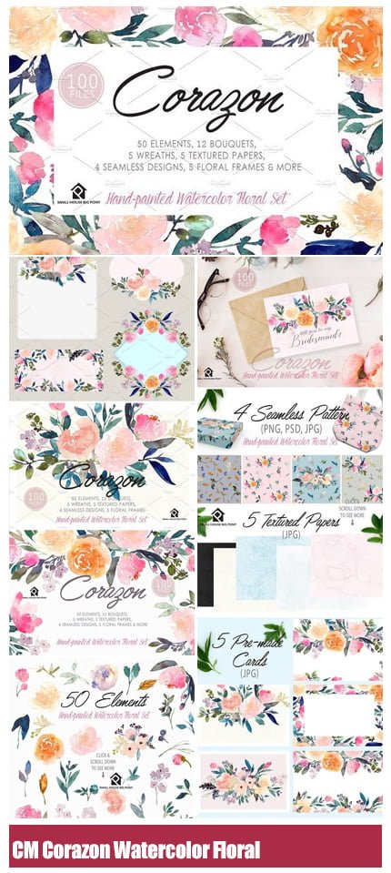 cm.corazon.watercolor.floral.set CM Corazon Watercolor Floral Set