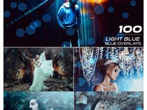 100 Light Blue Bokeh Overlays