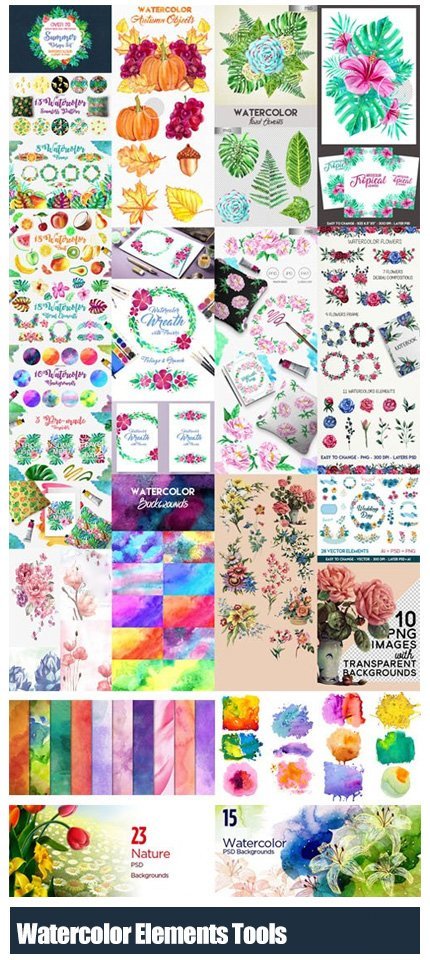 21.watercolor.illustrations.elements.and.tools.for.artistic.design 21 Watercolor Illustrations Elements And Tools For Artistic Design