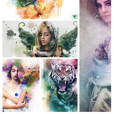 5 In One Mixed Aquarelle PS Action Bundle