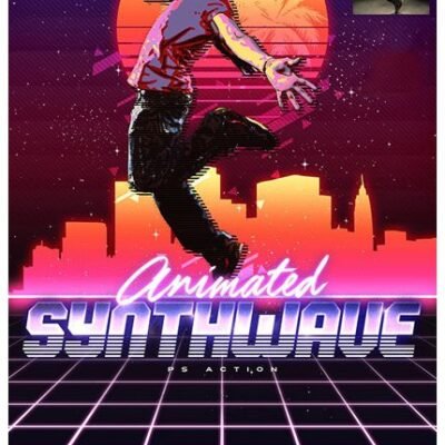 Animated 80s Synthwave Poster Photoshop Action