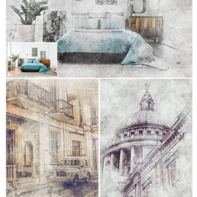 Architects Watercolor Effect Photoshop Action