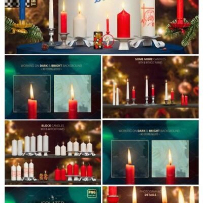 CM Isolated Candles Bundle With Flames