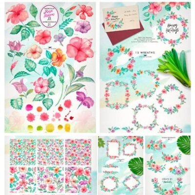 CM Watercolor Hibiscus Flowers