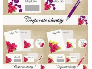 Corporate Identity Templates with Flowers Vector