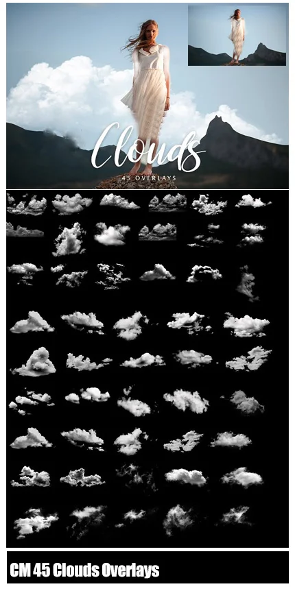 CreativeMarket 45 Clouds Overlays