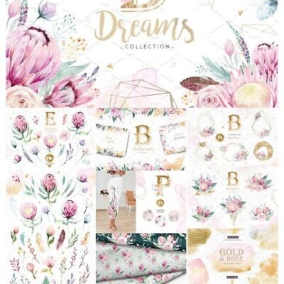 CreativeMarket Dreams Collection Gold protea