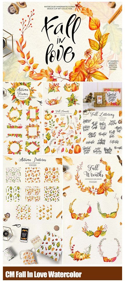 CreativeMarket Fall In Love Watercolor Clipart