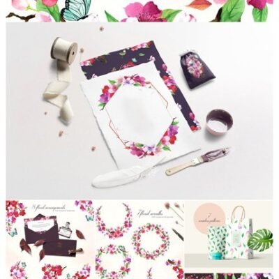 CreativeMarket Floral Watercolor Set
