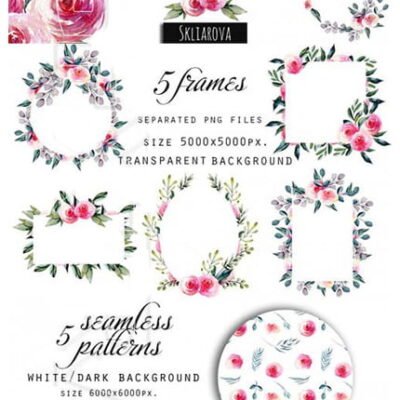 New York Roses Watercolor Clip Art Collection