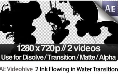 2 Ink Flowing in Water Transition Matte Mask Motion Graphic Templates