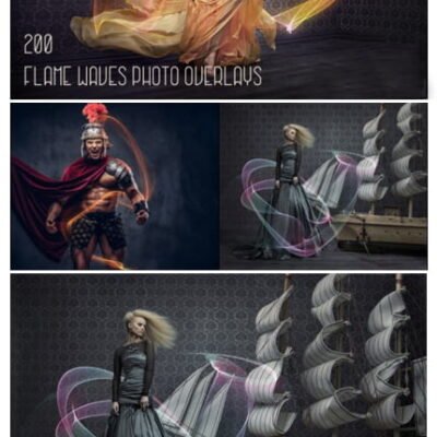 200 Flame Waves Photo Overlays