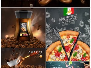 Coffee And Food Advertising In 3D Vector Illustration