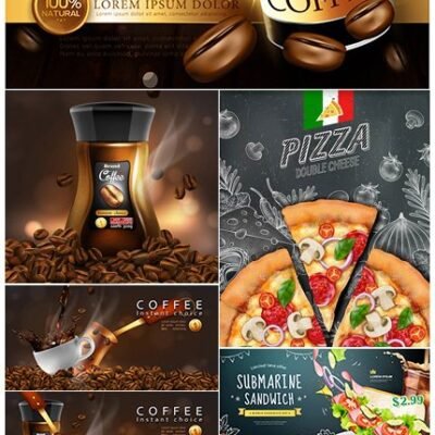Coffee And Food Advertising In 3D Vector Illustration
