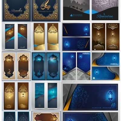 Eid Mubarak Calligraphy Ramadan Kareem Vector Card 01