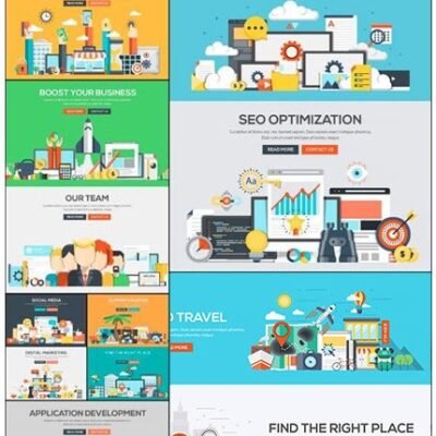 Flat Design Concept Banner Social Media And Digital Marketing