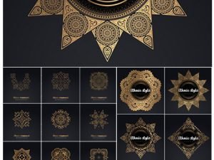 Gold Ornament Card With Mandala In Vector Illustration