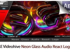 Neon Glass Audio React Logo After Effects Template