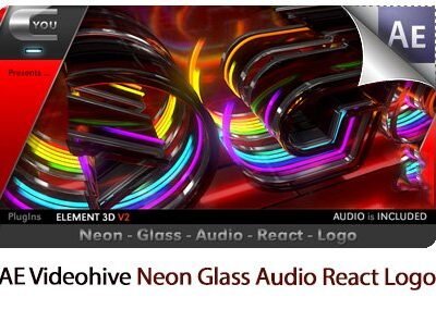 Neon Glass Audio React Logo After Effects Template