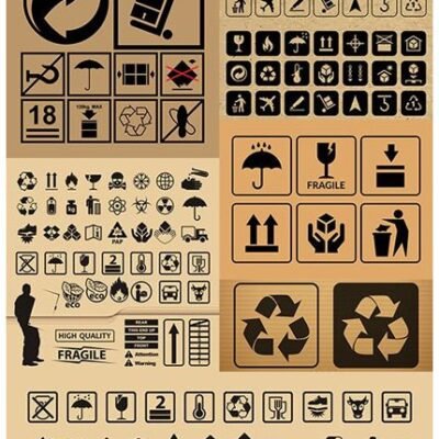 packing symbol and marking on corrugated cardboard box