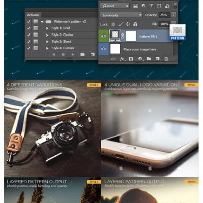 photoshop action watermark pattern generator bundle