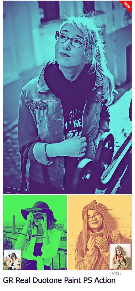 real.duotone.paint.photoshop.action Real Duotone Paint Photoshop Action