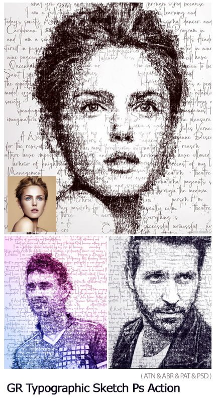 typographic.sketch.photoshop.action Typographic Sketch Photoshop Action