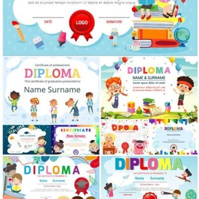 Vectors Certificate Templates With Kids 04