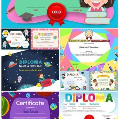 Vectors Certificate Templates With Kids 05