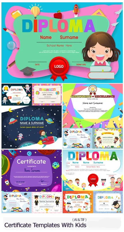 Vectors Certificate Templates With Kids 05