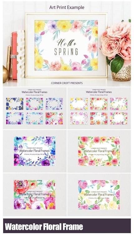 watercolor.floral.frame Watercolor Floral Frame