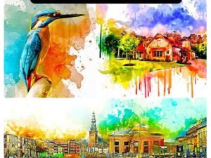 Watercolor Mixed 4 In 1 Photoshop Action Bundle