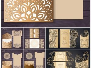 Wedding Lace Invitation Vector Template