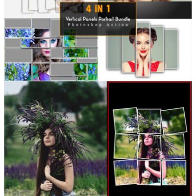 4 In 1 Vertical Panels Portrait Bundle Photoshop Action