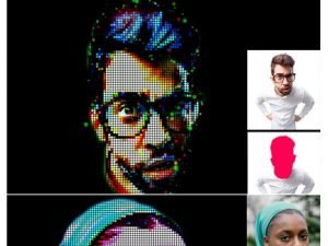 4D Color Pixel Portrait Action