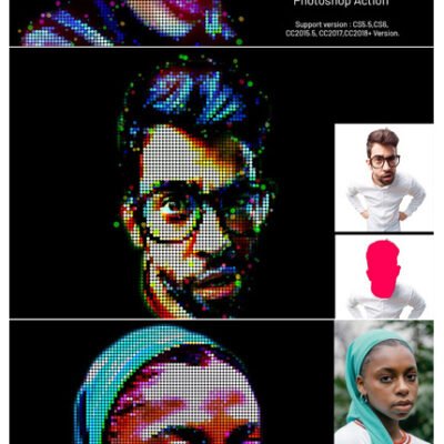 4D Color Pixel Portrait Action