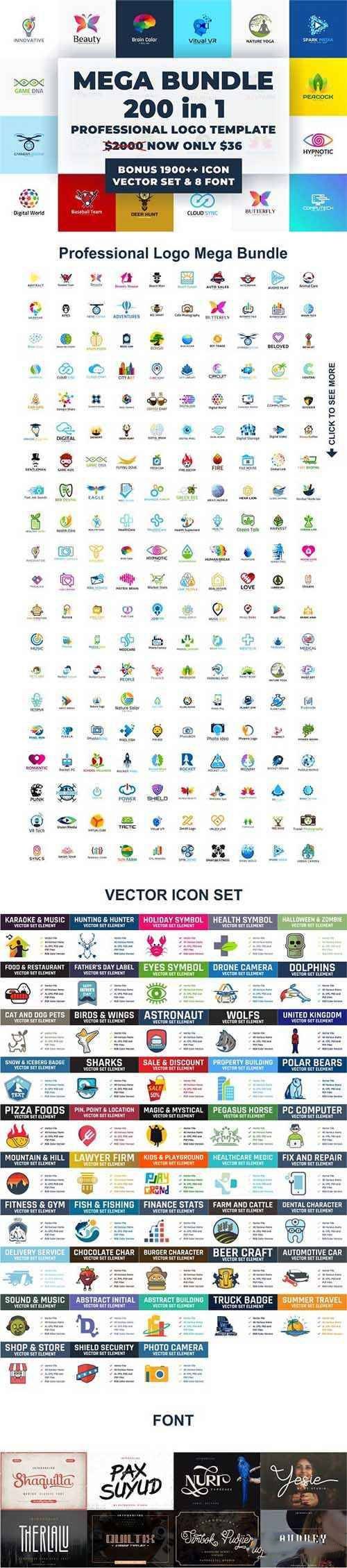 CreativeMarket Logo Template Mega Bundle 200 In 1.1