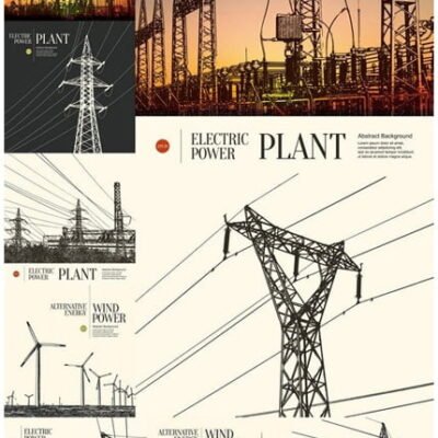 Abstract Sketch Stylized Background Electric Power Plant