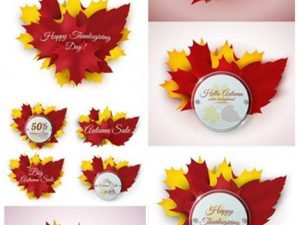 Autumn Banners And Stickers Vector