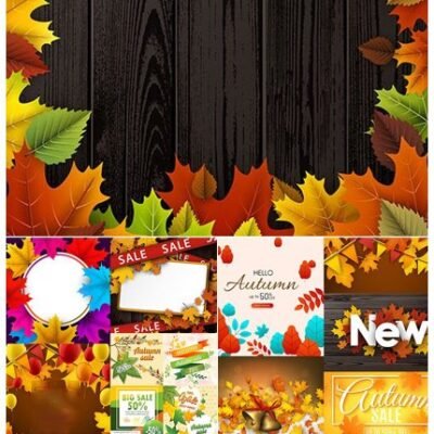 Autumn Special Sale And Leaves Wooden Design Background