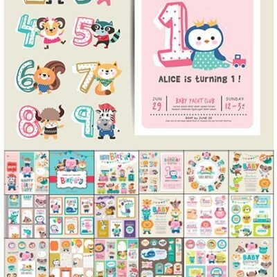 Baby Shower Invitation Card With Cute Animals