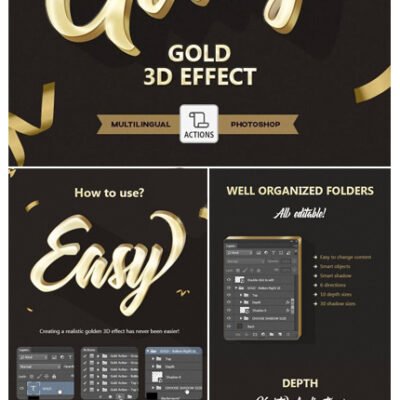Gold 3D Photoshop Action