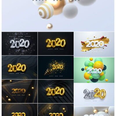 Happy New 2020 Year Holiday Vector Illustration Of Numbers 2020